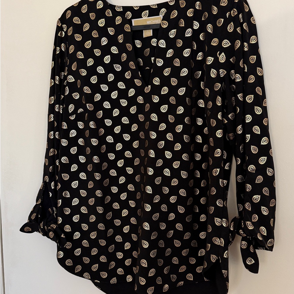 Michael Kors Black Blouse with Gold Accents